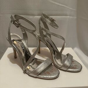 Gianni Bini Silver Stiletto Strapping Heels